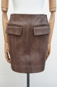  AURALEE　 HEAVY LAMB LEATHER MINI SKIRT 　 col. DARK BROWN