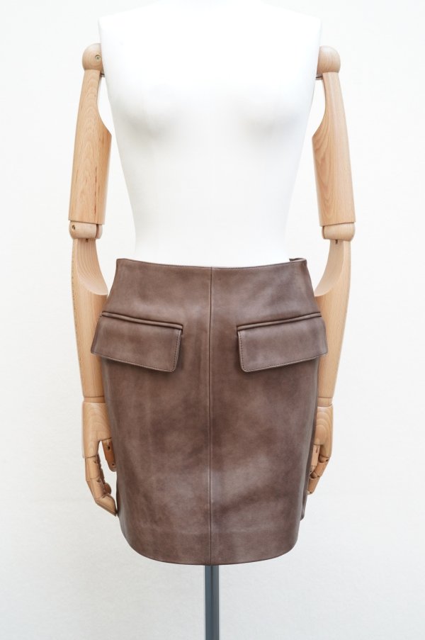 画像2:  AURALEE　 HEAVY LAMB LEATHER MINI SKIRT 　 col. DARK BROWN