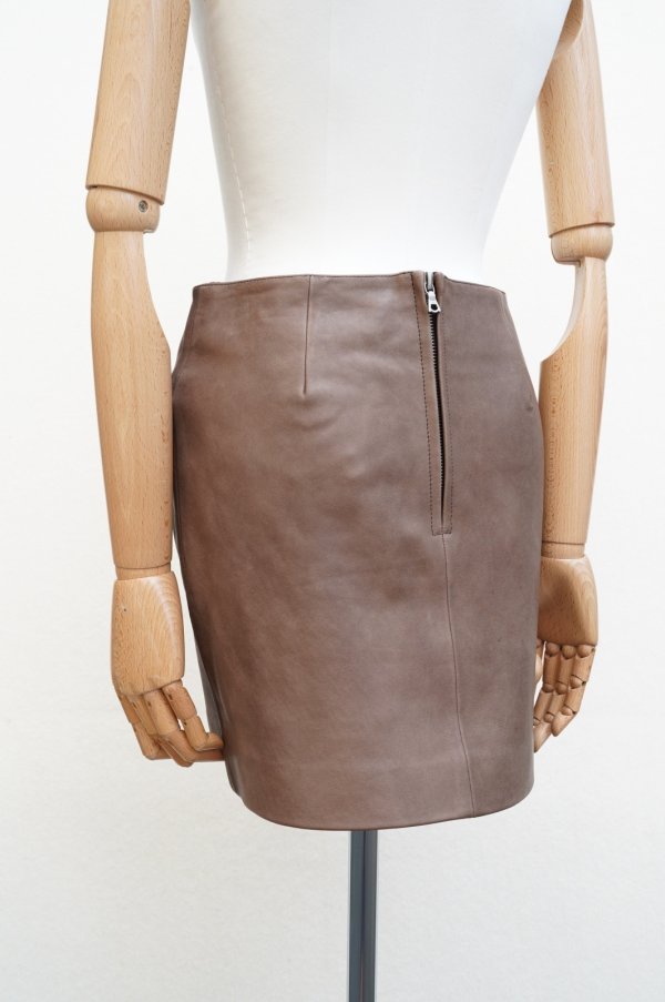 画像4:  AURALEE　 HEAVY LAMB LEATHER MINI SKIRT 　 col. DARK BROWN