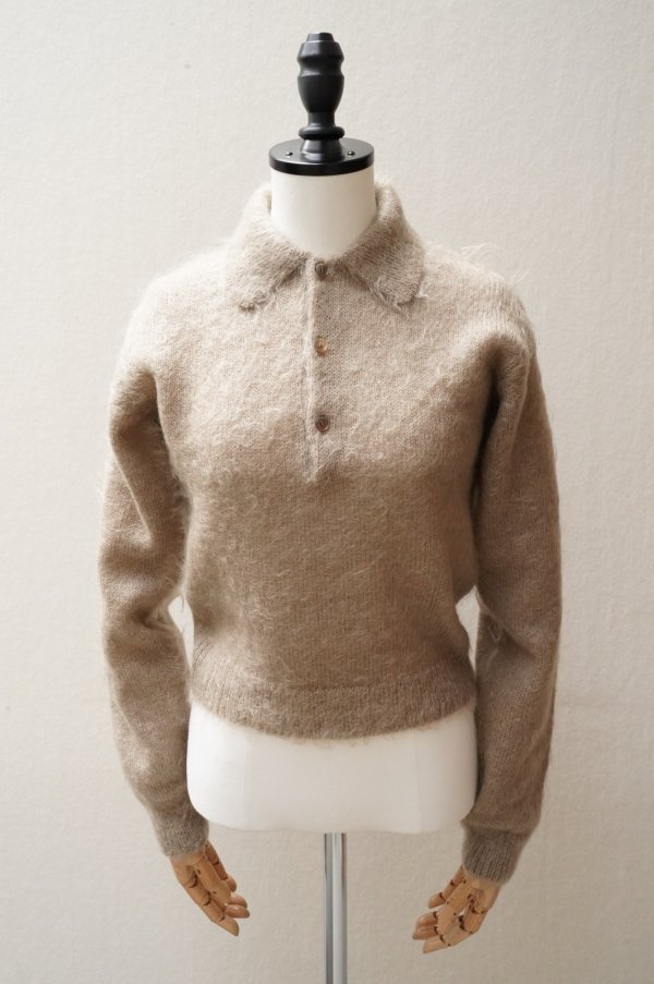 画像2:  AURALEE　 BRUSHED SUPER KID MOHAIR KNIT SHORT POLO 　 col. GRAY BEIGE