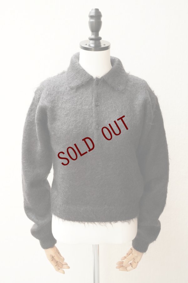 画像2: -50% AURALEE　 BRUSHED SUPER KID MOHAIR KNIT SHORT POLO 　 col. INK BLACK