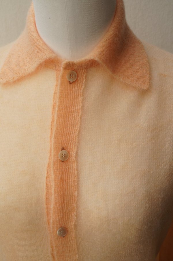 画像1: -50% AURALEE　 KID MOHAIR SHEER KNIT SHIRT CARDIGAN 　 col. LIGHT ORANGE