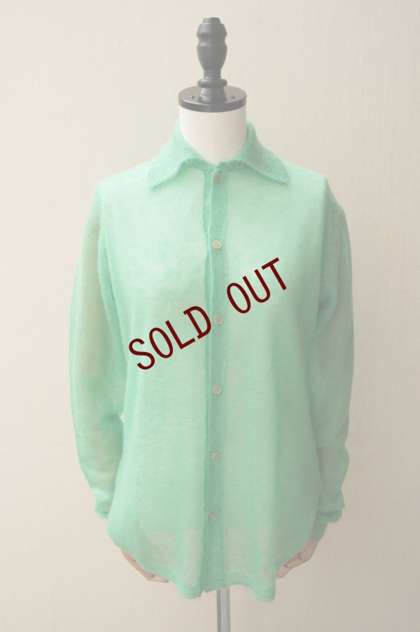 画像2:  AURALEE　 KID MOHAIR SHEER KNIT SHIRT CARDIGAN 　 col. GREEN