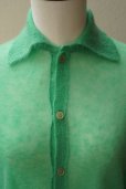 画像1:  AURALEE　<br />KID MOHAIR SHEER KNIT SHIRT CARDIGAN 　<br />col. GREEN (1)