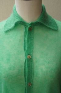  AURALEE　 KID MOHAIR SHEER KNIT SHIRT CARDIGAN 　 col. GREEN