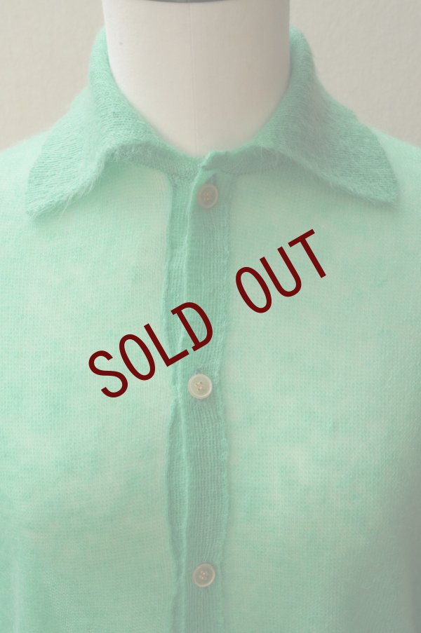 画像1:  AURALEE　 KID MOHAIR SHEER KNIT SHIRT CARDIGAN 　 col. GREEN (1)