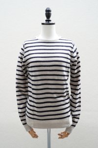 eleven 2nd   Boat Neck Border  col.Oyster / Dk.Navy