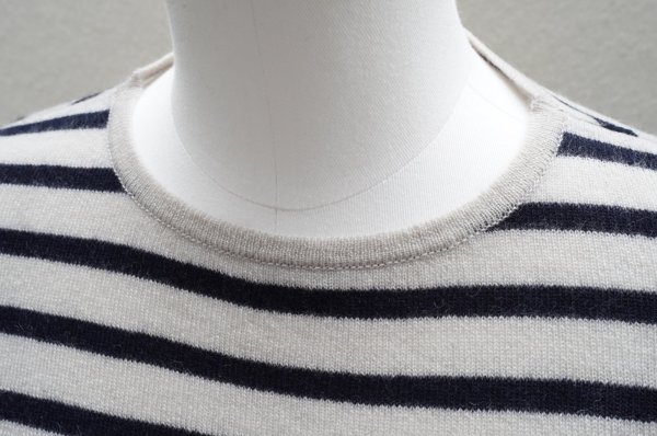 画像3: eleven 2nd　 Cashmere no.2　 Boat Neck Border　 col.Oyster / Dk.Navy