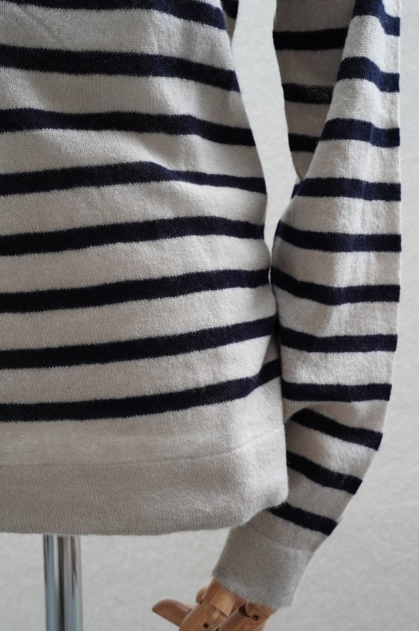 画像4: eleven 2nd　 Cashmere no.2　 Boat Neck Border　 col.Oyster / Dk.Navy