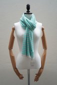 画像2: eleven 2nd  <br />Border Stole <br />col. White Smoke / Opal Green (2)