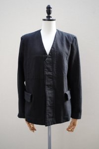 TANAKA　 NO COLLAR JEAN JACKET　 col.OVERDYE BLACK