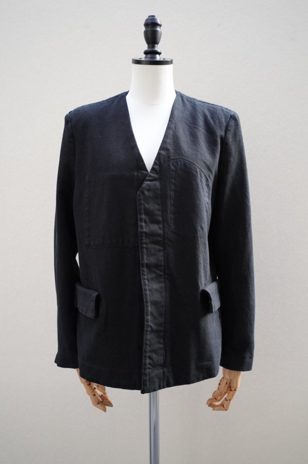 画像1: TANAKA　 NO COLLAR JEAN JACKET　 col.OVERDYE BLACK