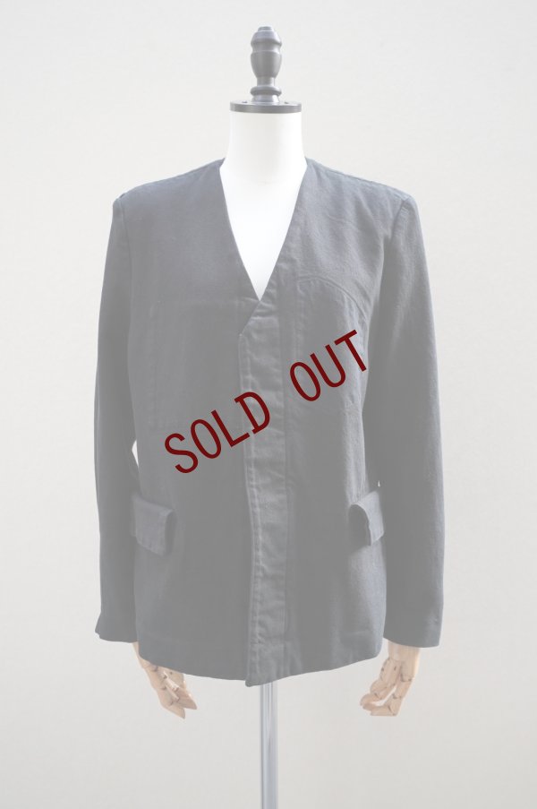 画像1: TANAKA　 NO COLLAR JEAN JACKET　 col.OVERDYE BLACK