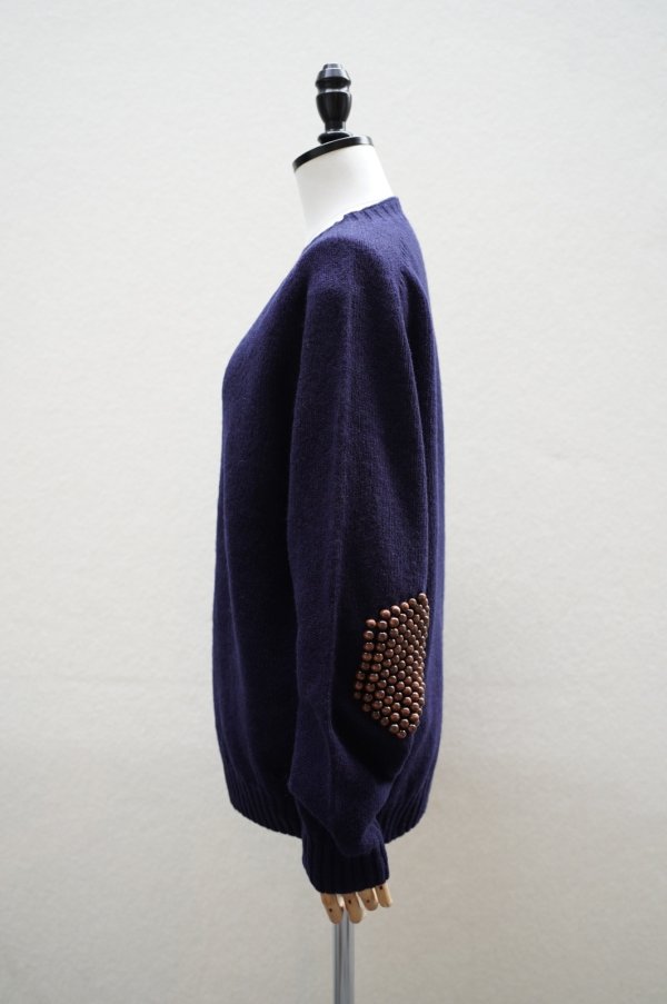 画像3: BLESS　 N°80 Pearlpad sweater　 col.Navy/Brown