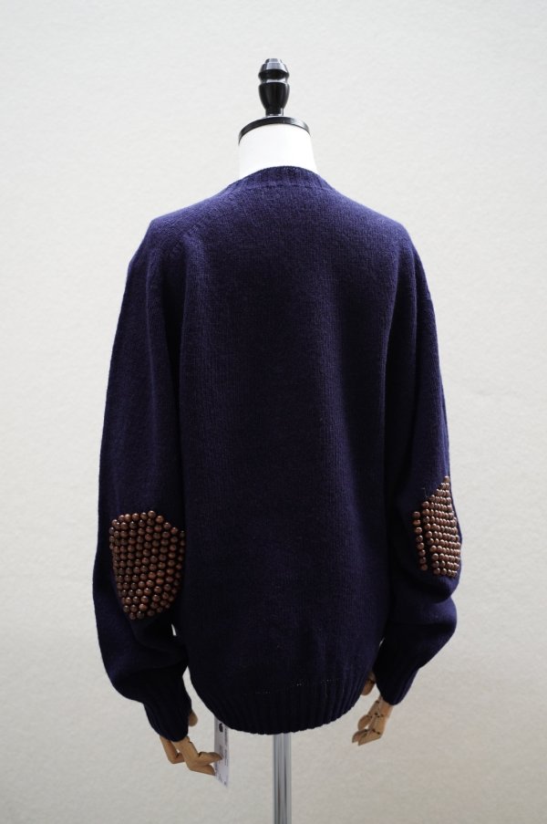 画像1: BLESS　 N°80 Pearlpad sweater　 col.Navy/Brown