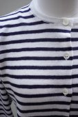 画像2: eleven 2nd　<br />Linen Cotton Border Cardigan　<br />col.White Navy (2)