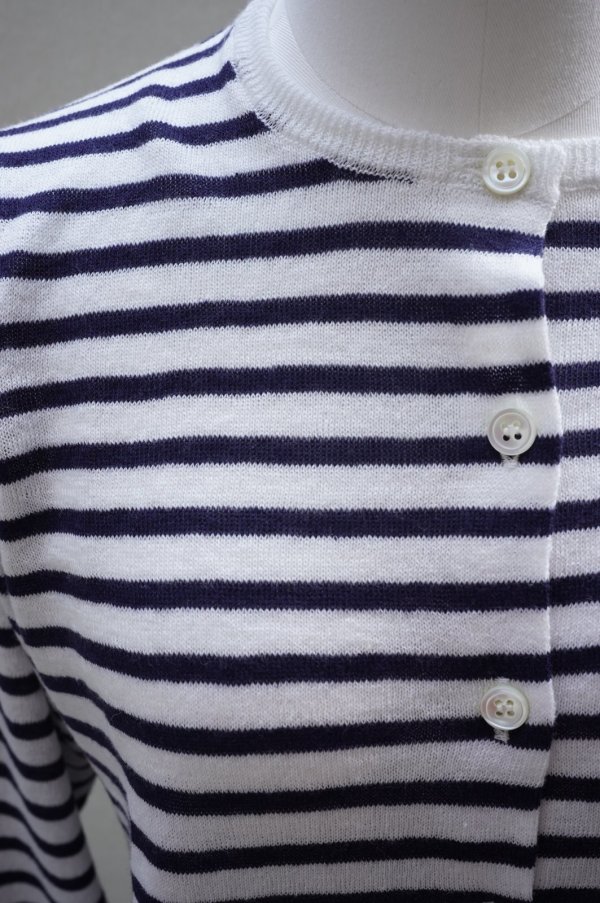 画像2: eleven 2nd　 Linen Cotton Border Cardigan　 col.White Navy