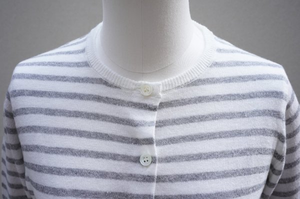 画像2: eleven 2nd　 Linen Cotton Border Cardigan　 col.White Grey