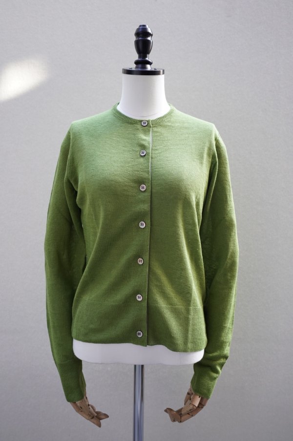 画像1: eleven 2nd MEN'S　 Fine Linen Button Cardigan　 col.Leaf Green (1)