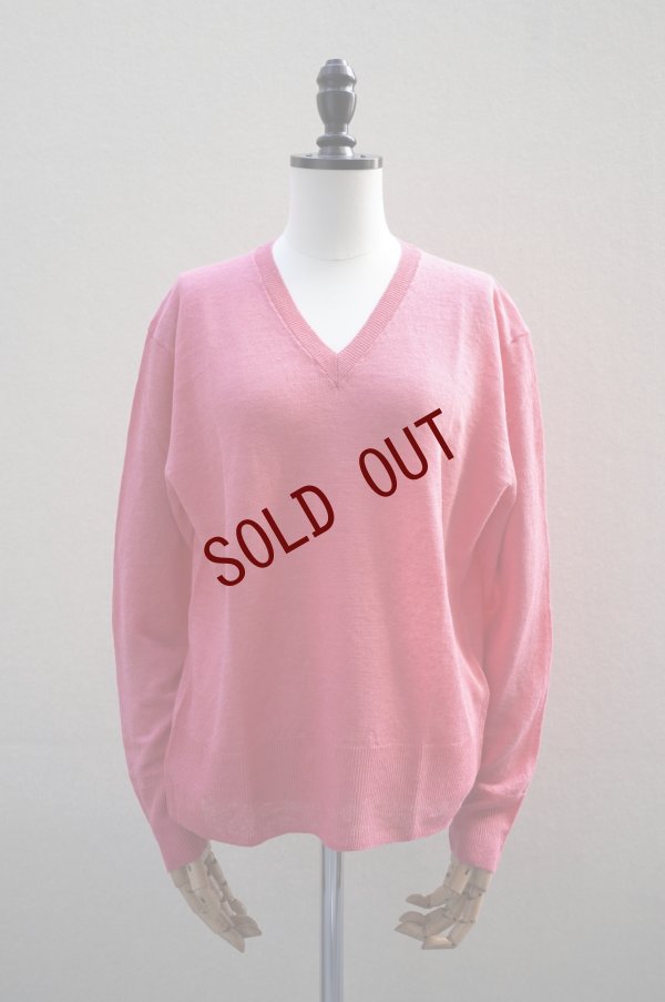 画像1: eleven 2nd　 Fine Linen V-neck Jumper　 col.cherry