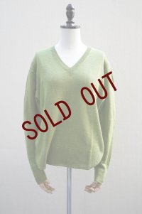 eleven 2nd　 Fine Linen V-neck Jumper　 col.Leaf Green