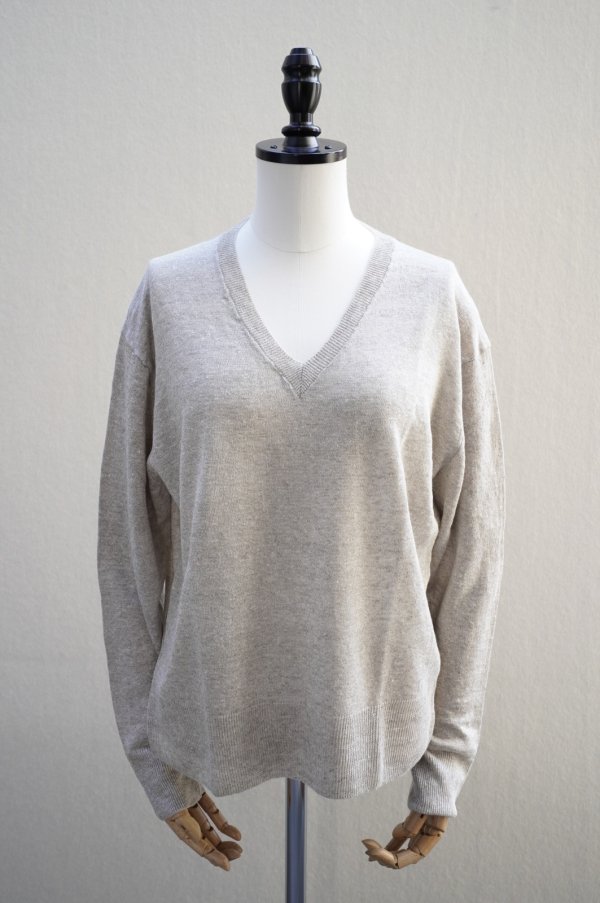 画像1: eleven 2nd MEN'S　 Fine Linen V-neck Jumper　 col.Beige (1)