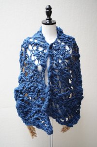 KAKAN　 HANDSPUN  SHORT PONCHO 　 col. D.BLUE