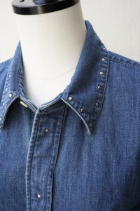 BOWTE　 8OZ SELVAGE DENIM STUDS SHIRT 　 col.WASH BLUE