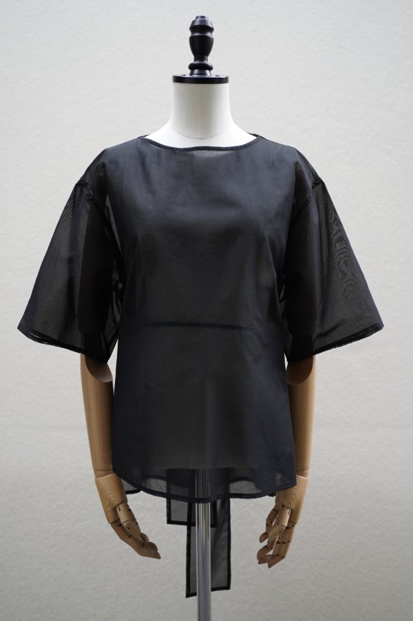 画像1: TENNE HANDCRAFTED MODERN　 ORGANZA HALF SLEEVE PULLOVER　 col. BLACK (1)