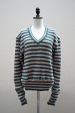 画像1: Cecile Tulkens　 JUMPER CT LTD V NECK COTTON GARMENT　 col. GREEN/PINK (1)