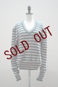 Cecile Tulkens　 JUMPER CT LTD V NECK COTTON GARMENT　 col. GREEN/PINK