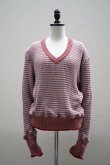 画像1: Cecile Tulkens　 JUMPER CT LTD V NECK COTTON GARMENT　 col. Lt.BLUE/RED (1)