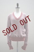 Cecile Tulkens　 JUMPER CT LTD V NECK COTTON GARMENT　 col. Lt.BLUE/RED