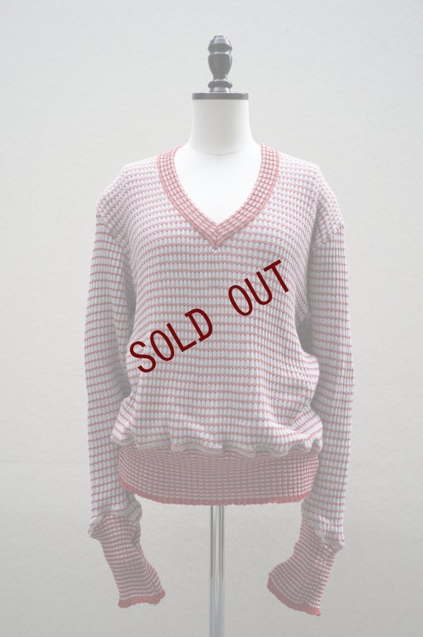 画像1: Cecile Tulkens　 JUMPER CT LTD V NECK COTTON GARMENT　 col. Lt.BLUE/RED