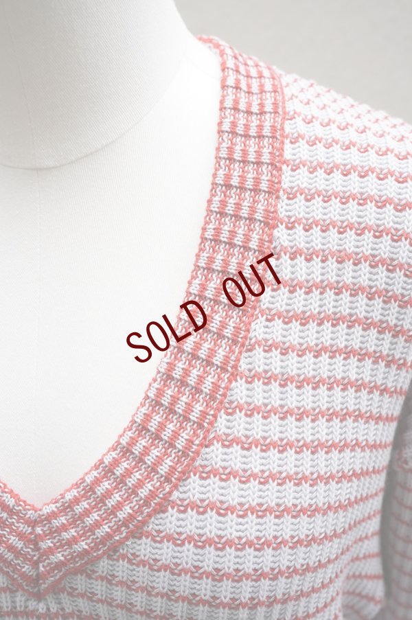 画像4: Cecile Tulkens　 JUMPER CT LTD V NECK COTTON GARMENT　 col. Lt.BLUE/RED