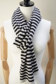 画像2: eleven 2nd　<br />Cashmere no.1　<br />Border Stole　<br />col. White Smoke / Navy (2)