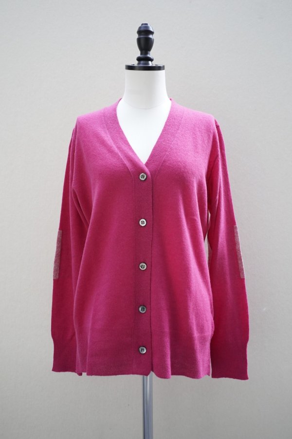 画像2: eleven 2nd　 Cashmere no.2　 Elbow Patch Cardigan　 col.Magenta