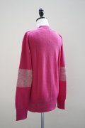 eleven 2nd　 Cashmere no.2　 Elbow Patch Cardigan　 col.Magenta