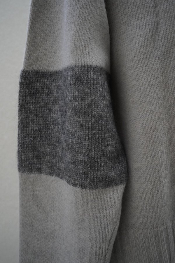 画像1: eleven 2nd【MENS】　 Australian Lamb's Wool　 Elbow Patch V-CD　 col.Stone