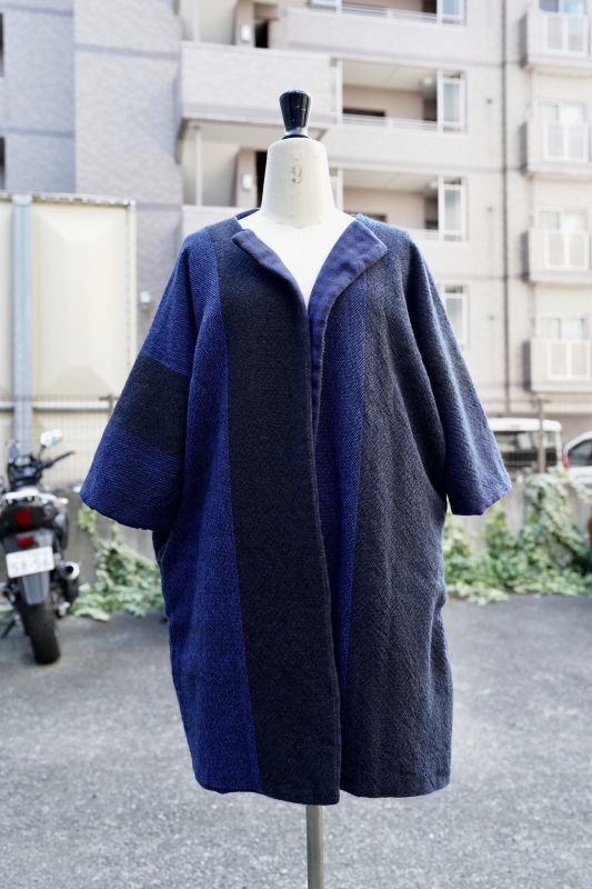 DANIELA GREGIS  capotto coat domino lavato 　col.blue blu ink blu navy 1cm check