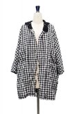 画像11: DANIELA GREGIS  "cappotto coat cornice taglio vivo foderato lavato"　col.BLACK  CHECK 1cm WHITE BLACK (11)