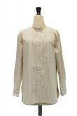 画像1: Cristaseya Striped Silk＆Cotton Mao Shirt col.Brown Stripes (1)