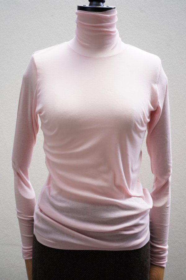 画像1:  AURALEE　  HIGH GAUGE SHEER RIB TURTLE NECK L/S TEE 　 col. PINK (1)