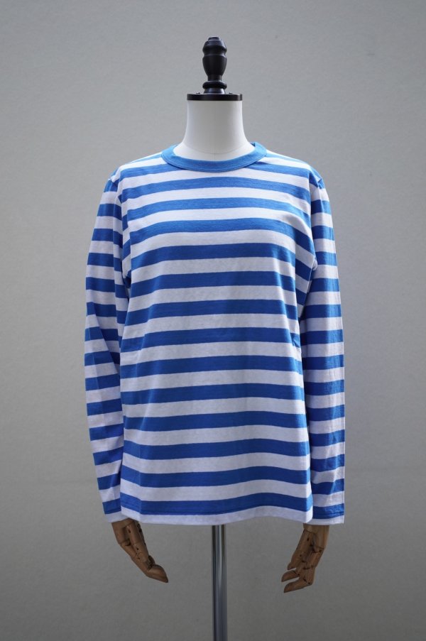 画像1: 再入荷   eleven 2nd　 Cotton Border Jersey Long T -shirt　 col. White / blue (1)