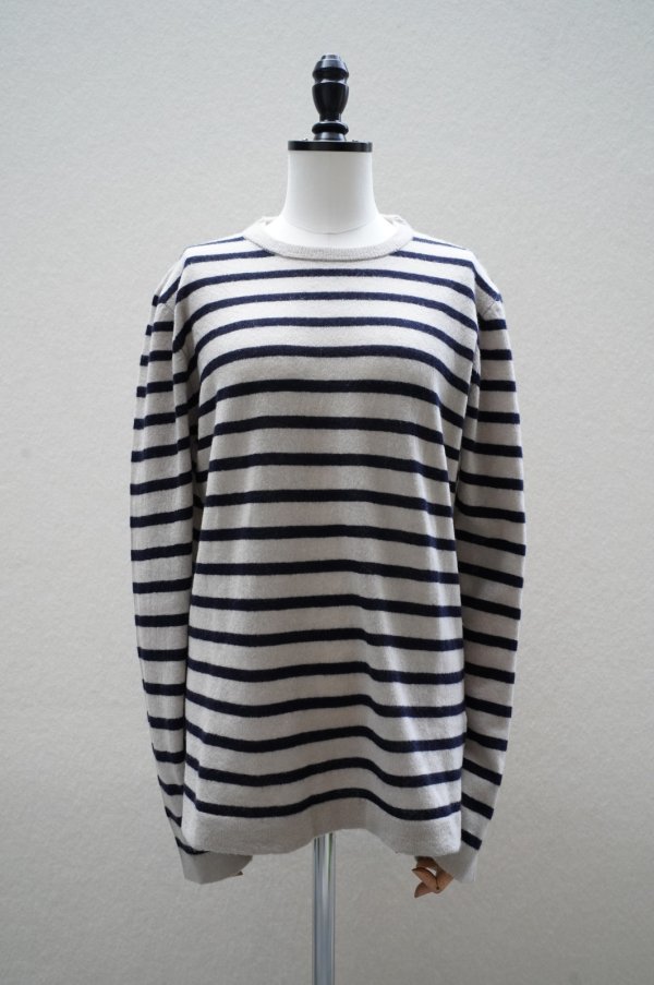 画像1: 再入荷　  eleven 2nd   MENS Round Neck Border  col.Oyster / Dk.Navy (1)