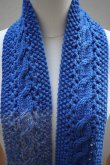 画像1: eleven 2nd　 Cable Aran Mini Stole　 col.Blue/White  (1)