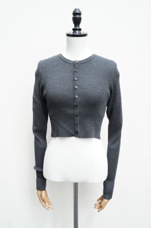 画像1:  AURALEE　 SUPPER FINE WOOL HIGH GAUGE RIB KNIT SHORT CARDIGAN　 col. TOP CHARCOAL (1)