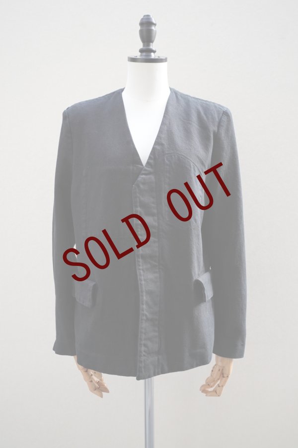 画像1: TANAKA　 NO COLLAR JEAN JACKET　 col.OVERDYE BLACK (1)