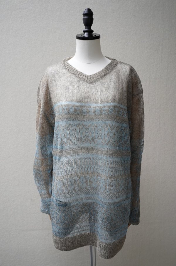 画像1: KAKAN　 MOHAIR JACQUARD PULLOVER 　 col. BEIGE MIX (1)