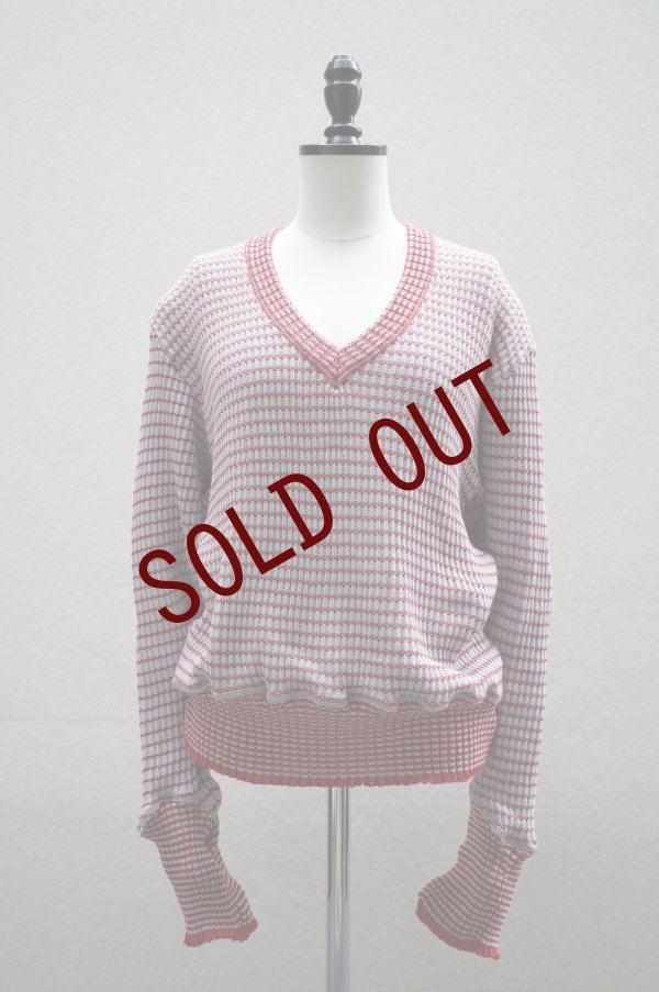 画像1: Cecile Tulkens　 JUMPER CT LTD V NECK COTTON GARMENT　 col. Lt.BLUE/RED (1)